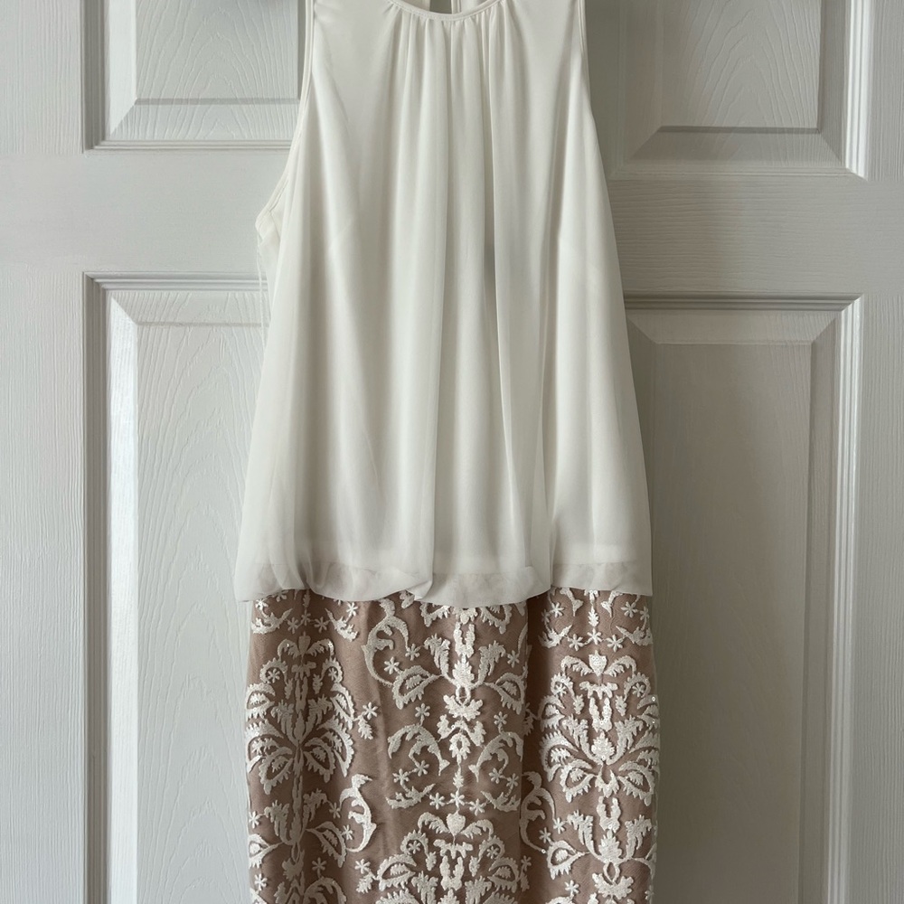 Aqua White and Tan Sleeveless Dress
